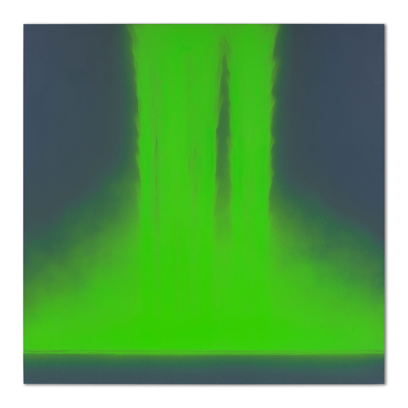 HIROSHI SENJU (B. 1958) Falling Green (Executed in 2006): HIROSHI SENJU (B. 1958) Falling Green signed twice, titled and dated 'Falling Green Hiroshi Senju 2006 H. Senju' (on the reverse) mineral pigment and acrylic on rice paper laid on board 116.8 x 116.8c