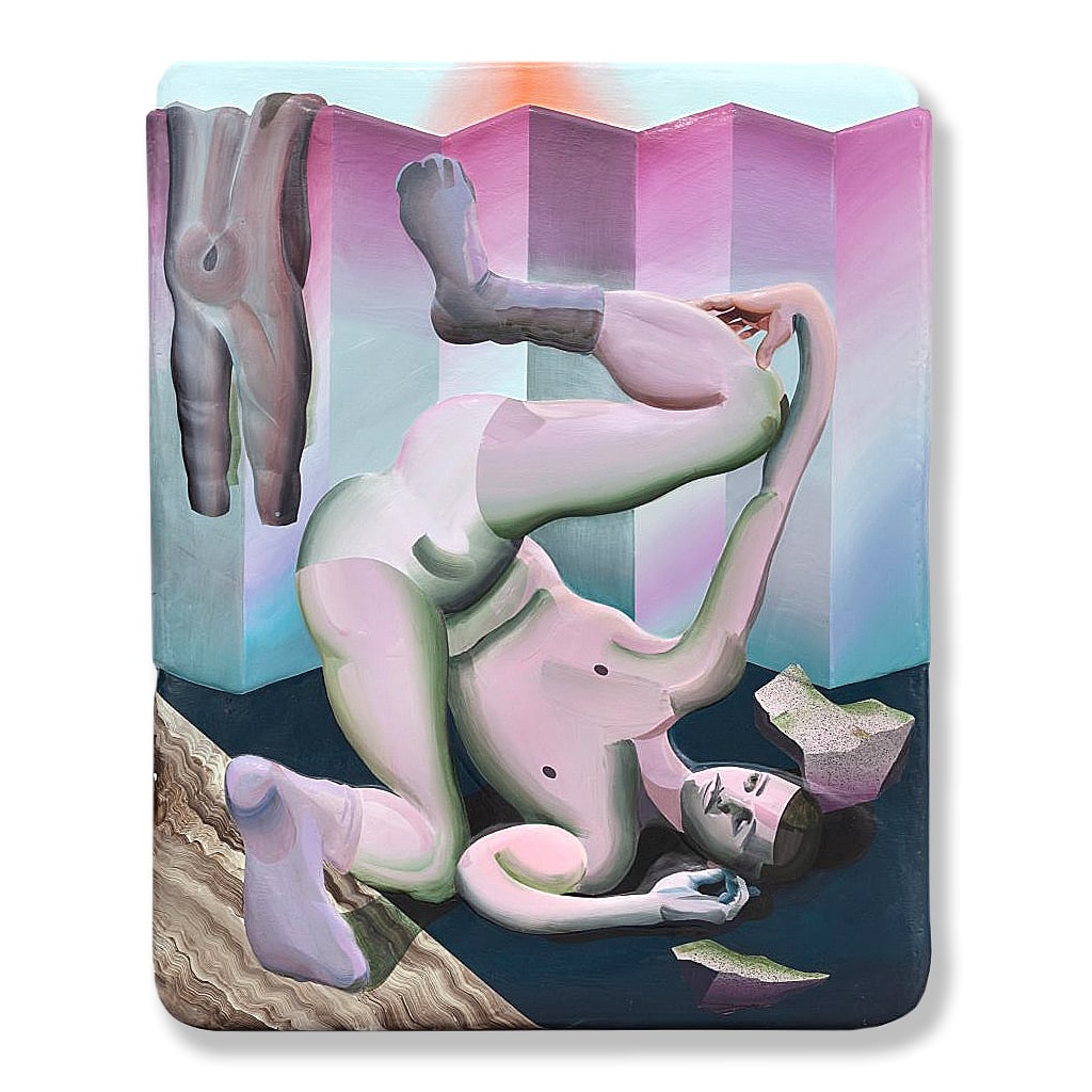 KYLE DUNN (B. 1990) Tourmaline (Executed in 2019): KYLE DUNN (B. 1990) Tourmaline acrylic on epoxy resin, plaster and foam panel 129.5 x 122.5cm (51 x 48 1/4in). Executed in 2019 Footnotes: Provenance The Breeder, Athens