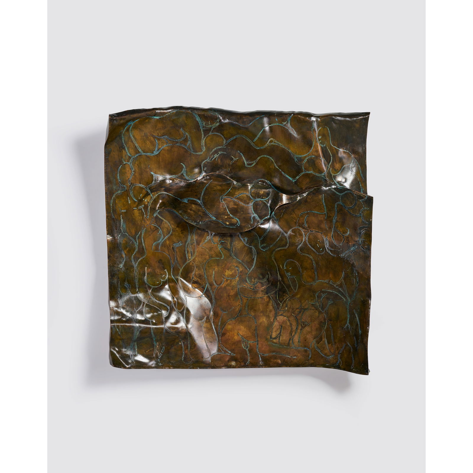 PHILIP (1907-1987) AND KELVIN LAVERNE (1937-2025) Unique 'Female Nudes' Faceted Wall Sculptureci...: PHILIP (1907-1987) AND KELVIN LAVERNE (1937-2025) Unique 'Female Nudes' Faceted Wall Sculpture circa 1970 patinated and engraved bronze and pewter with hand painted enamels, engraved facsimile signatu