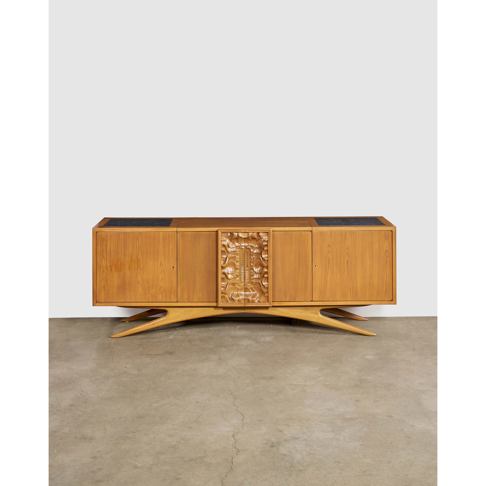 VLADIMIR KAGAN (1927-2016) Custom Order Credenzacirca 1940for Kagan Dreyfuss, relief-carved waln... (1 of 1)