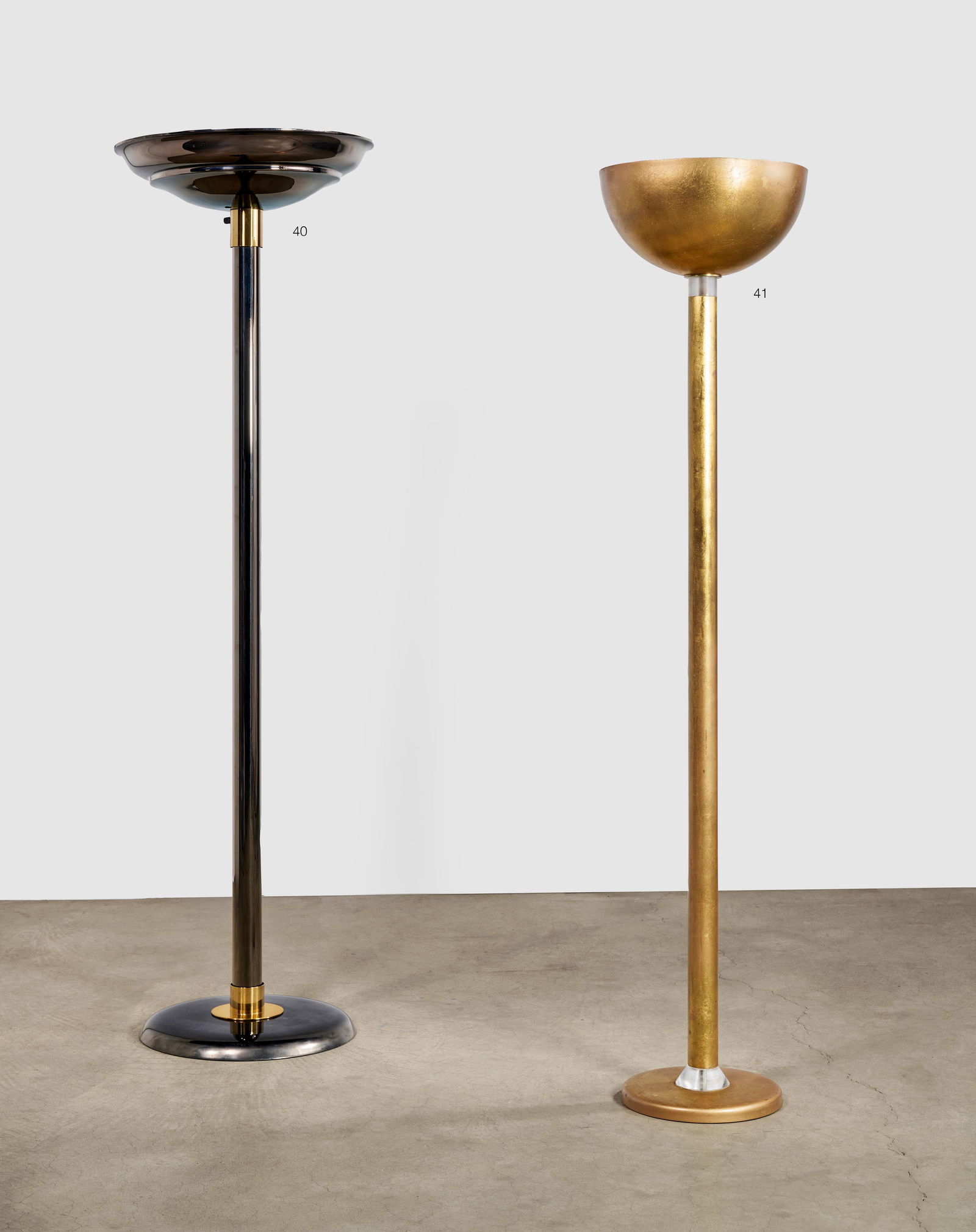 KARL SPRINGER (1931-1991) Rare Torchierecirca 1980for Karl Springer Ltd., Lucite, gold leafheigh...: KARL SPRINGER (1931-1991) Rare Torchiere circa 1980 for Karl Springer Ltd., Lucite, gold leaf height 69 1/4in (176cm); diameter 16in (40.5cm) Footnotes: Literature Red Binder Product Catalogue, Karl S