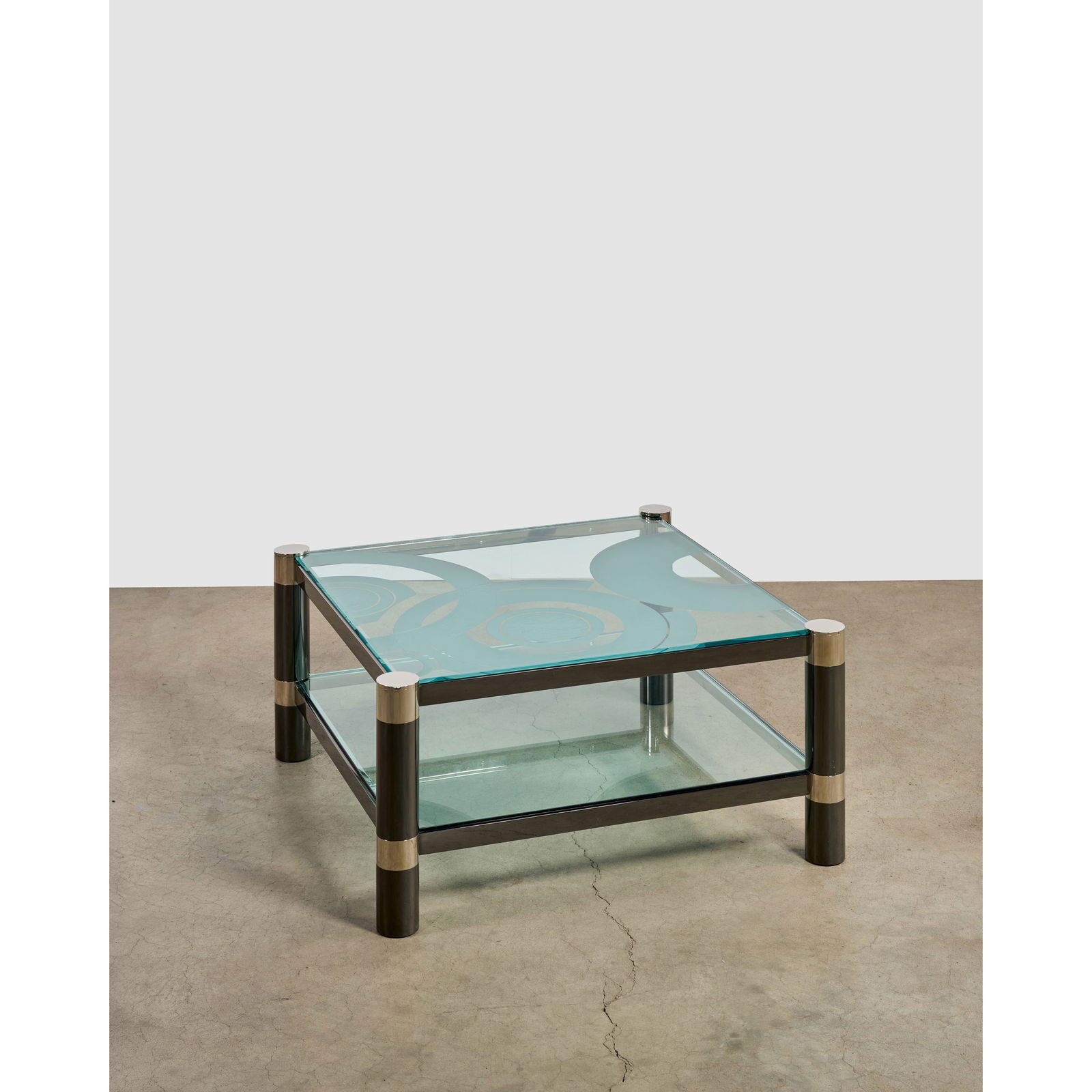 KARL SPRINGER (1931-1991) Special Order 'Round Leg Two-Tier' Coffee Tablecirca 1980for Karl Spri... (1 of 1)