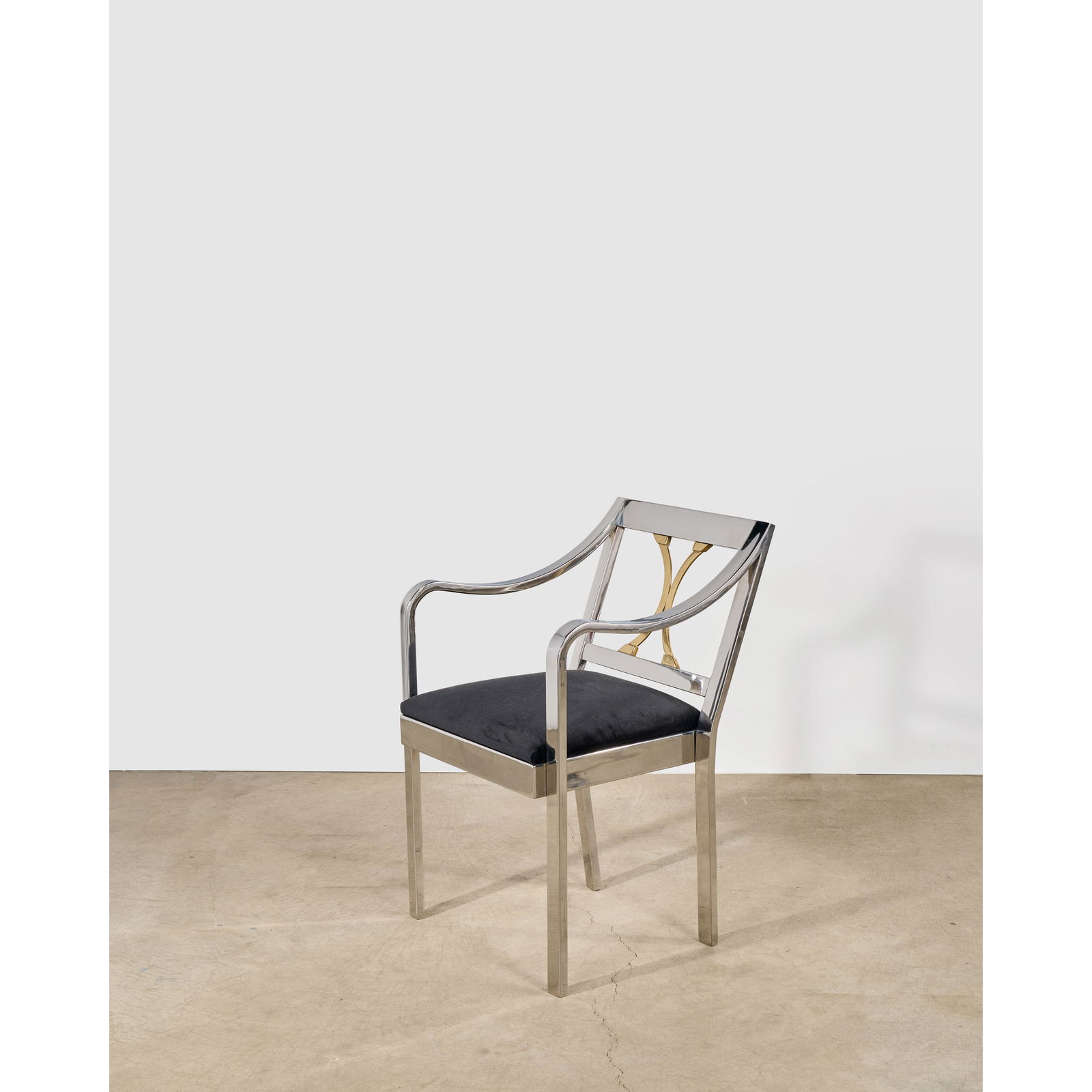 KARL SPRINGER (1931-1991) 'Regency' Armchaircirca 1980for Karl Springer Ltd., chrome-plated stai... (1 of 1)