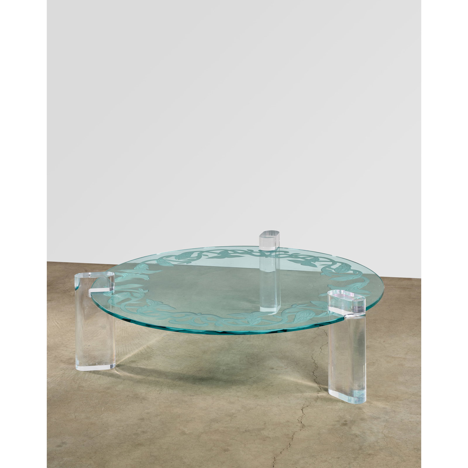 KARL SPRINGER (1931-1991) Special Order Coffee Tablecirca 1980for Karl Springer Ltd., Lucite, gl... (1 of 1)