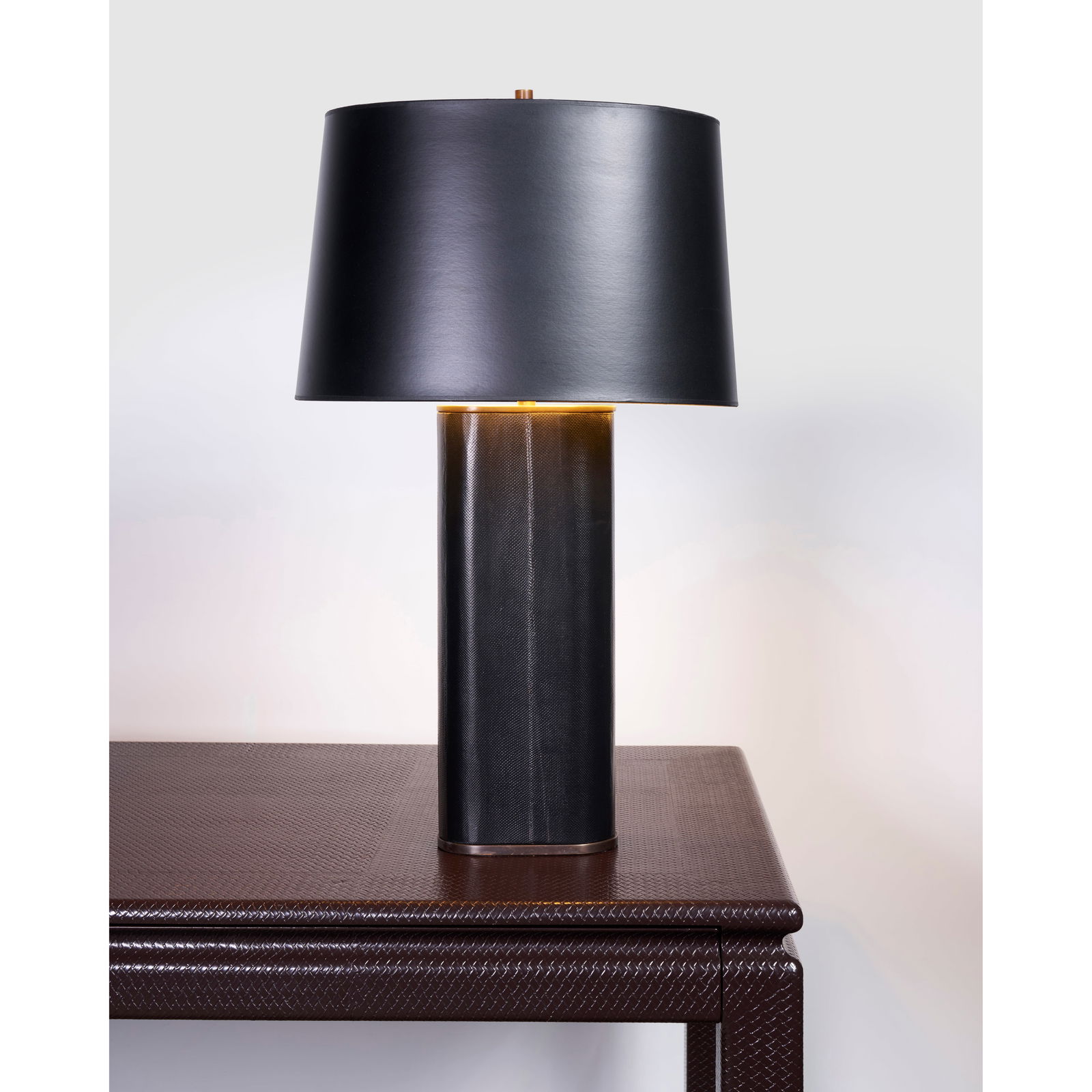 KARL SPRINGER (1931-1991) 'Oval' Table Lampcirca 1980for Karl Springer Ltd., black snakeskin, br... (1 of 1)