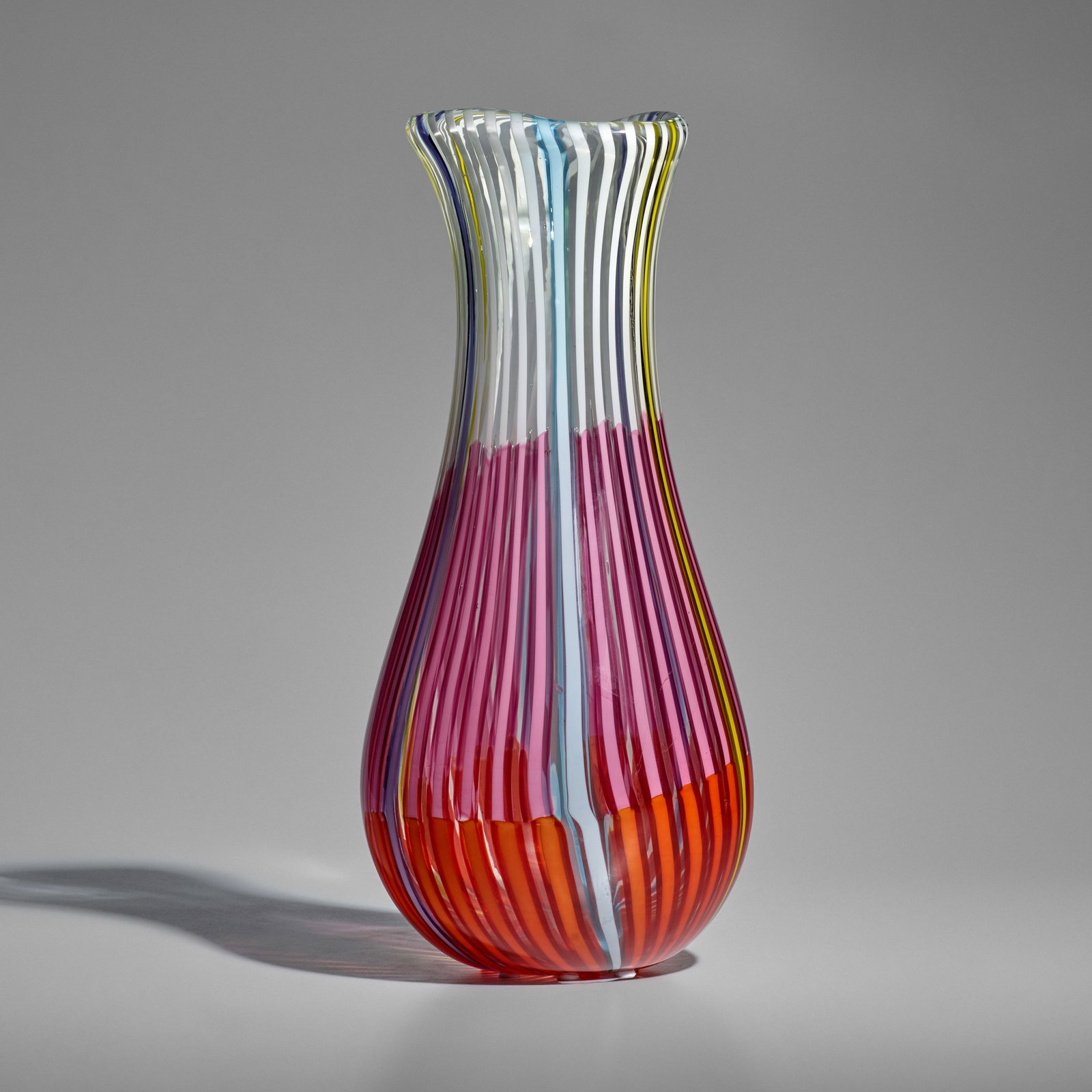 ANZOLO FUGA (1912-1998) Large 'Bandiere' Vasecirca 1960for A.V.E.M, hand-blown glass with banded... (1 of 1)