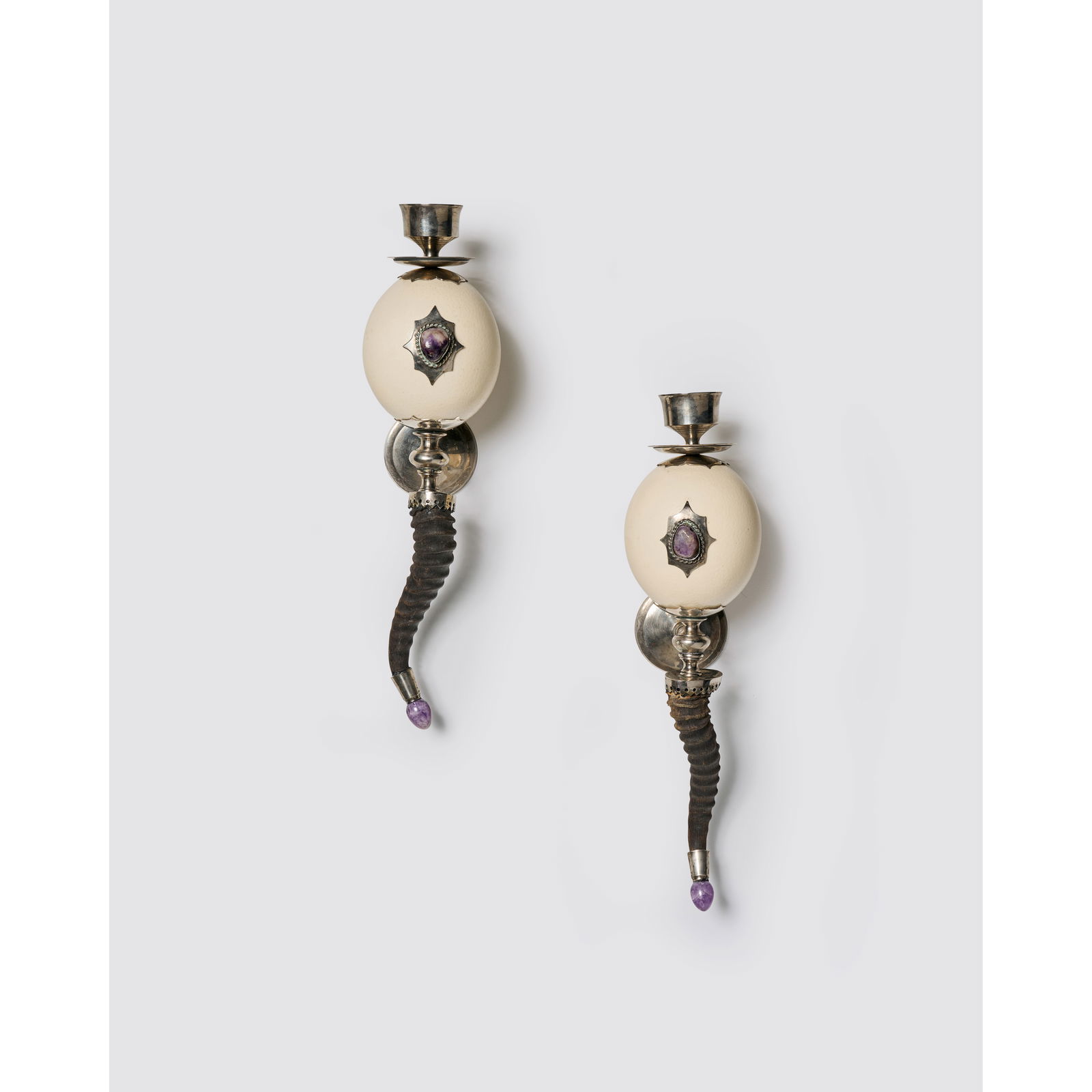 J. ANTHONY REDMILE (BORN 1940) Rare Pair of 'Cosmic Egg' Wall Lightscirca 1970nickel-plated stee... (1 of 1)