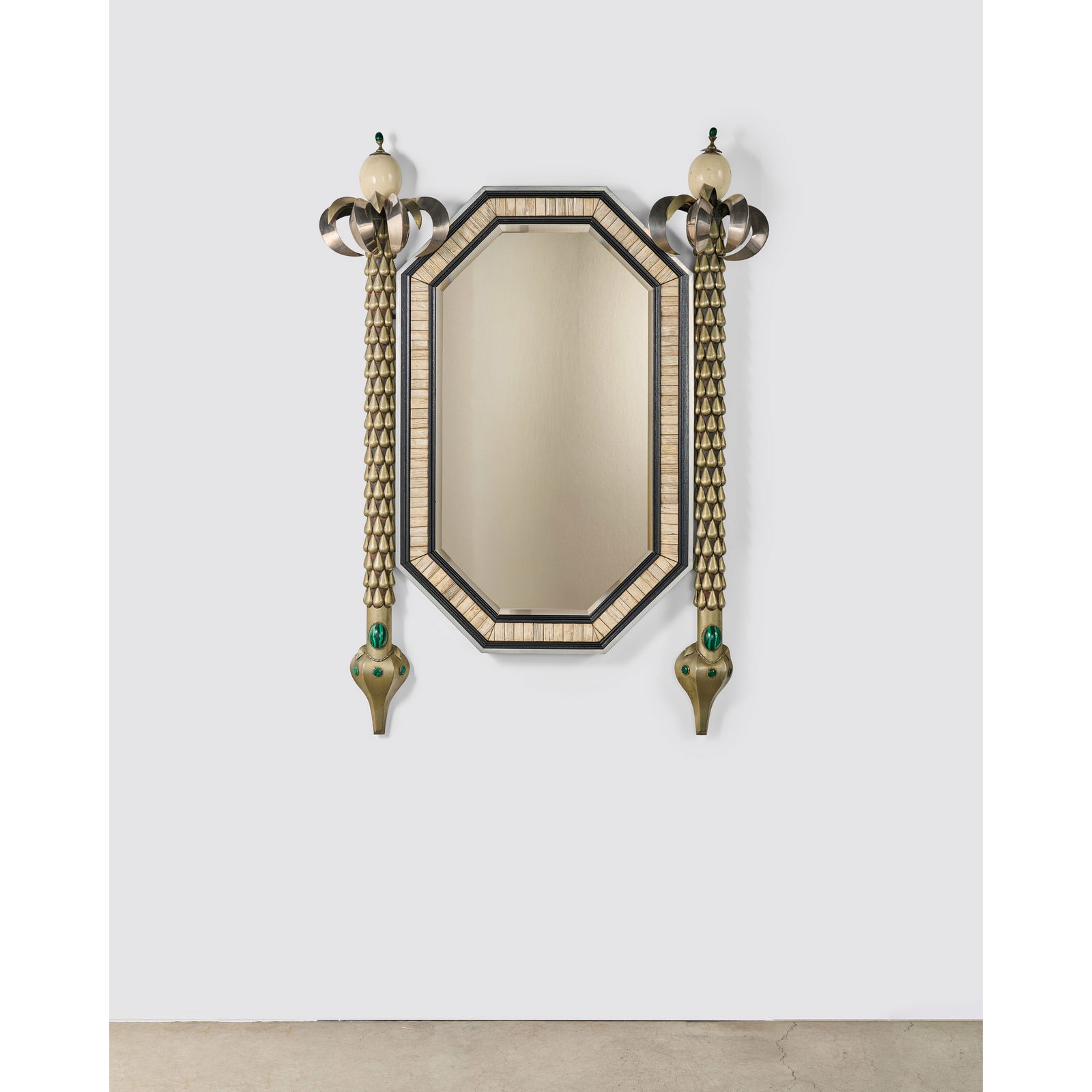 J. ANTHONY REDMILE (BORN 1940) Monumental Wall Mirrorcirca 1980bone, aluminum, nickel-plated and... (1 of 1)