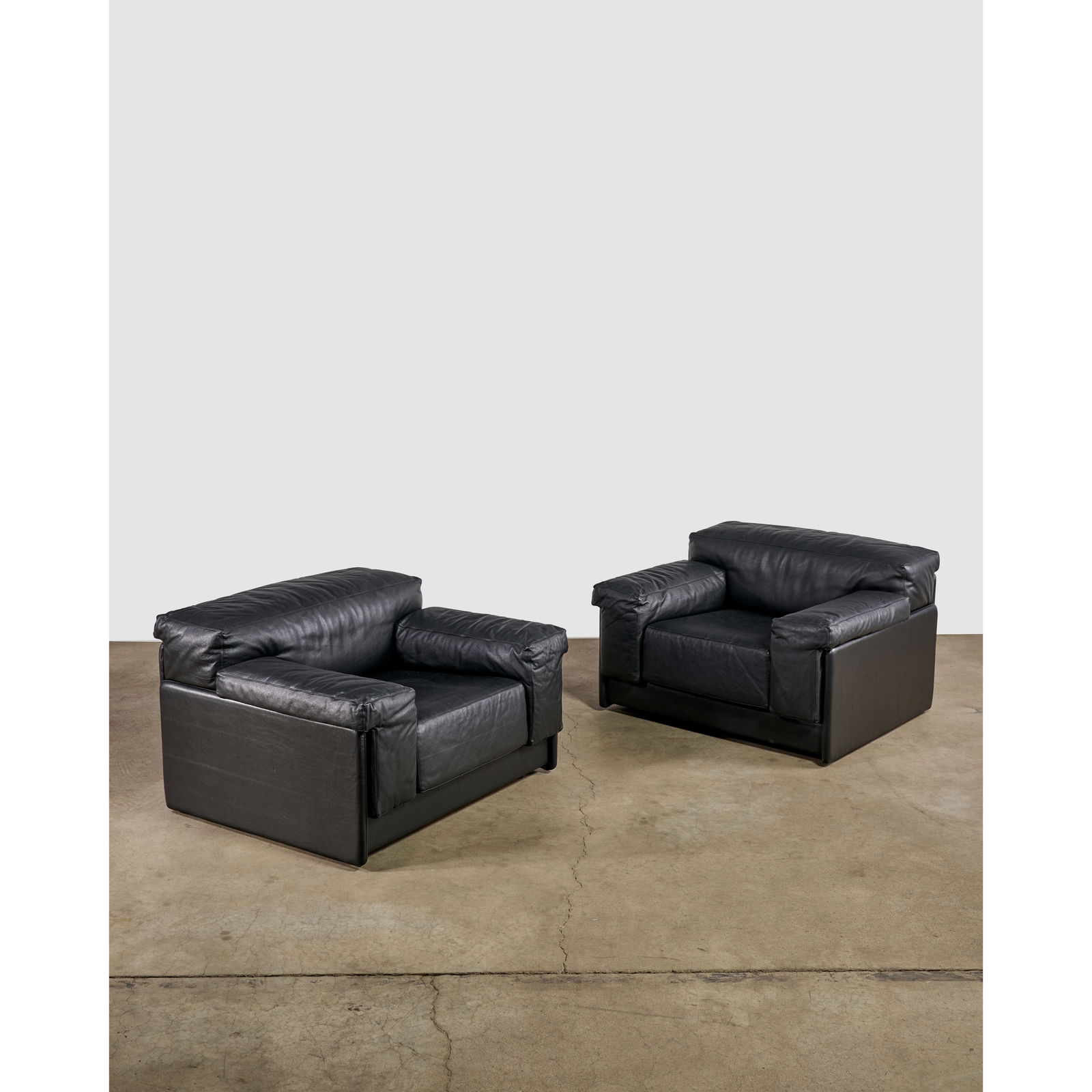 HARVEY PROBBER (1922-2003) Pair of 'Raphael' Lounge Chairs1982model no. 4121, black leather, lab... (1 of 1)