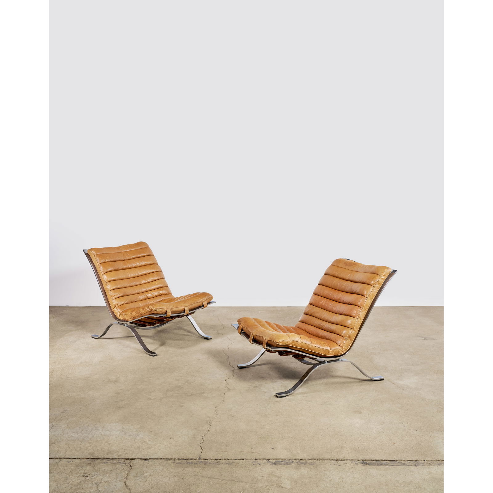 ARNE NORELL (1917-1971) Pair of 'Ari' Lounge Chairscirca 1966for Norell, leather and chrome-plat... (1 of 1)
