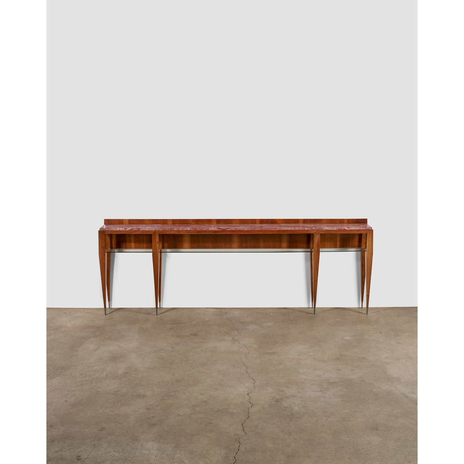 GIO PONTI (1891-1979) Large Console Tablecirca 1948for Giordano Chiesa, cherrywood veneer, glass... (1 of 1)
