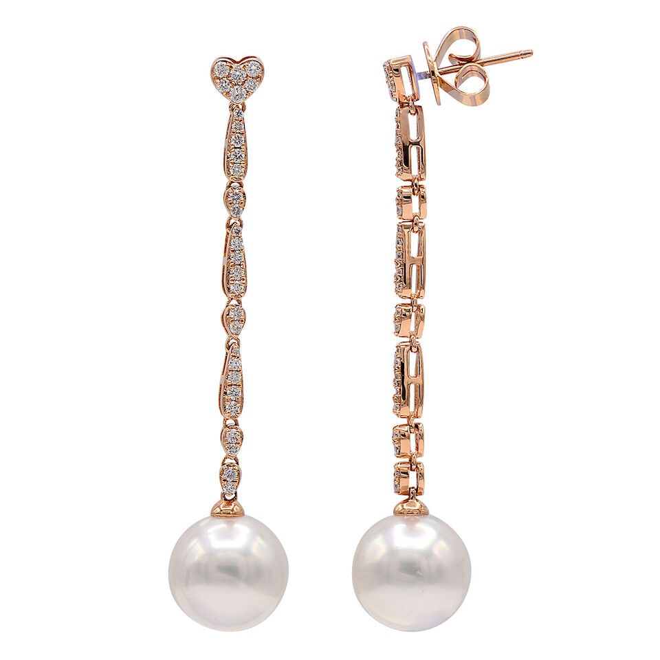 PAIR OF 18K GOLD, DIAMOND AND CULTURED PEARL EARRINGS - 3