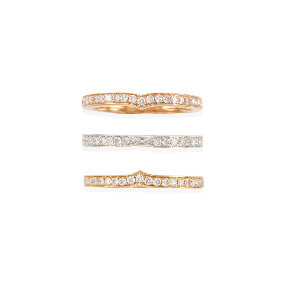 18K TRICOLOR GOLD AND DIAMOND RING SET (1 of 2)