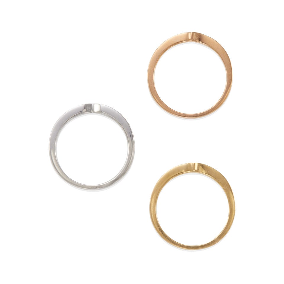 18K TRICOLOR GOLD AND DIAMOND RING SET - 2