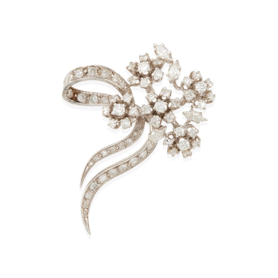12K GOLD AND DIAMOND BROOCH (1 of 2)