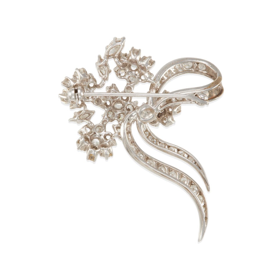 12K GOLD AND DIAMOND BROOCH - 2