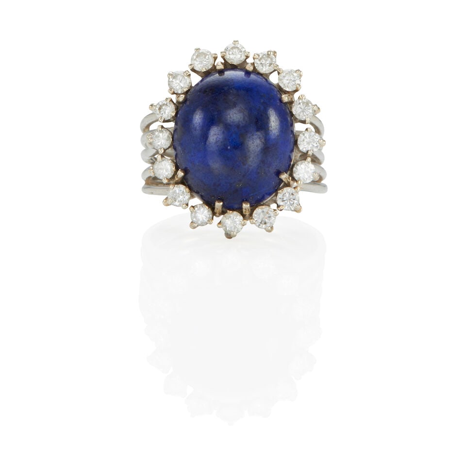 14K GOLD, DIAMOND AND LAPIS LAZULI RING (1 of 2)