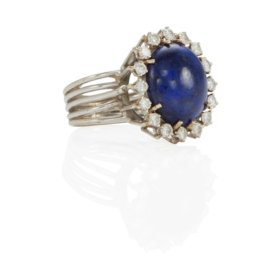 14K GOLD, DIAMOND AND LAPIS LAZULI RING - 2