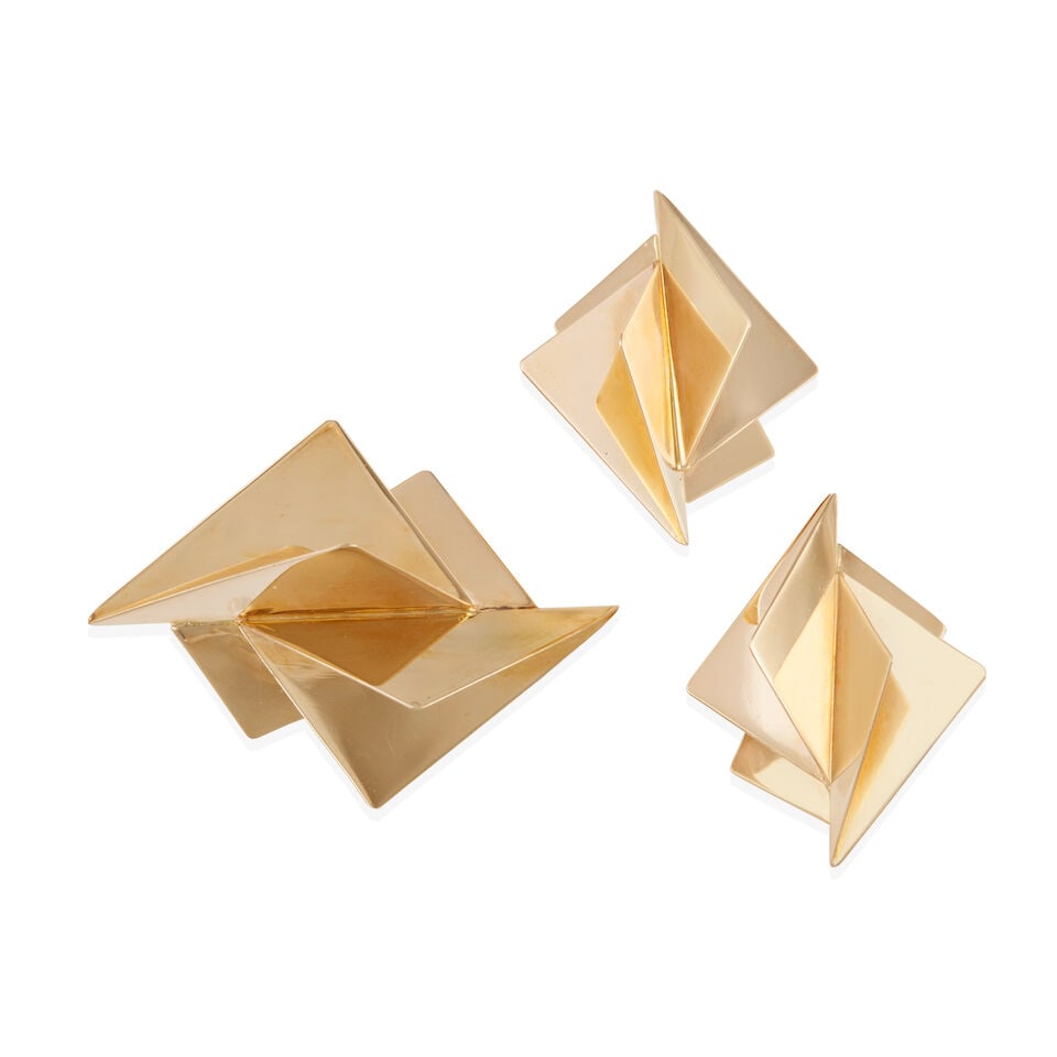 14K GOLD BROOCH WITH MATCHING EARRINGS (1 of 2)