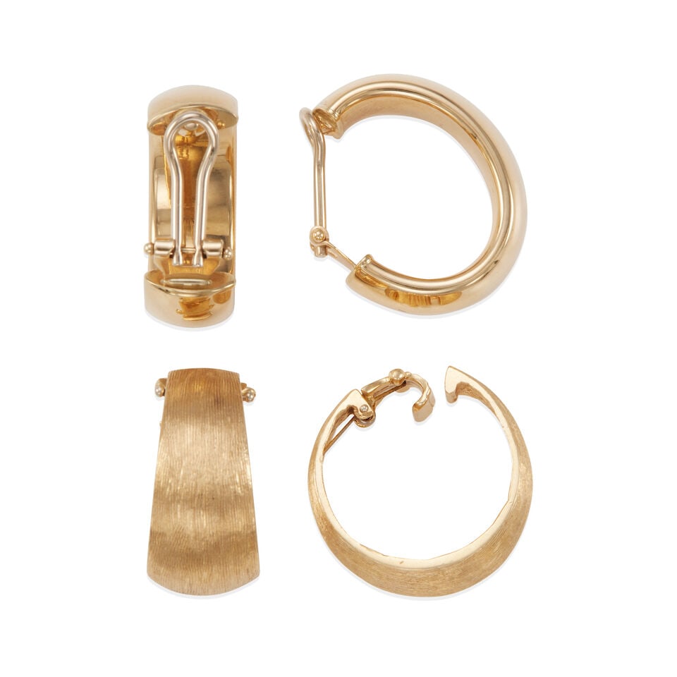 TWO PAIR 14K GOLD HOOP EARRINGS - 2