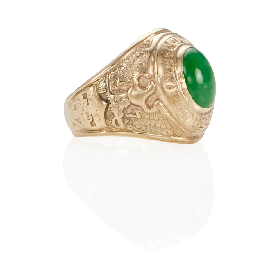 10K GOLD AND JADE CLASS RING - 2