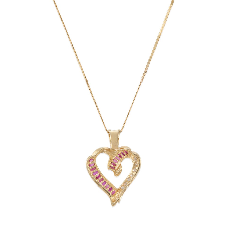 14K GOLD AND DIAMOND HEART NECKLACE - 2