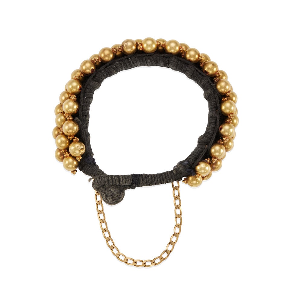 19K GOLD AND FABRIC BRACELET - 2