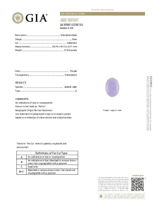 LOOSE JADEITE JADE WITH GIA REPORT - 2