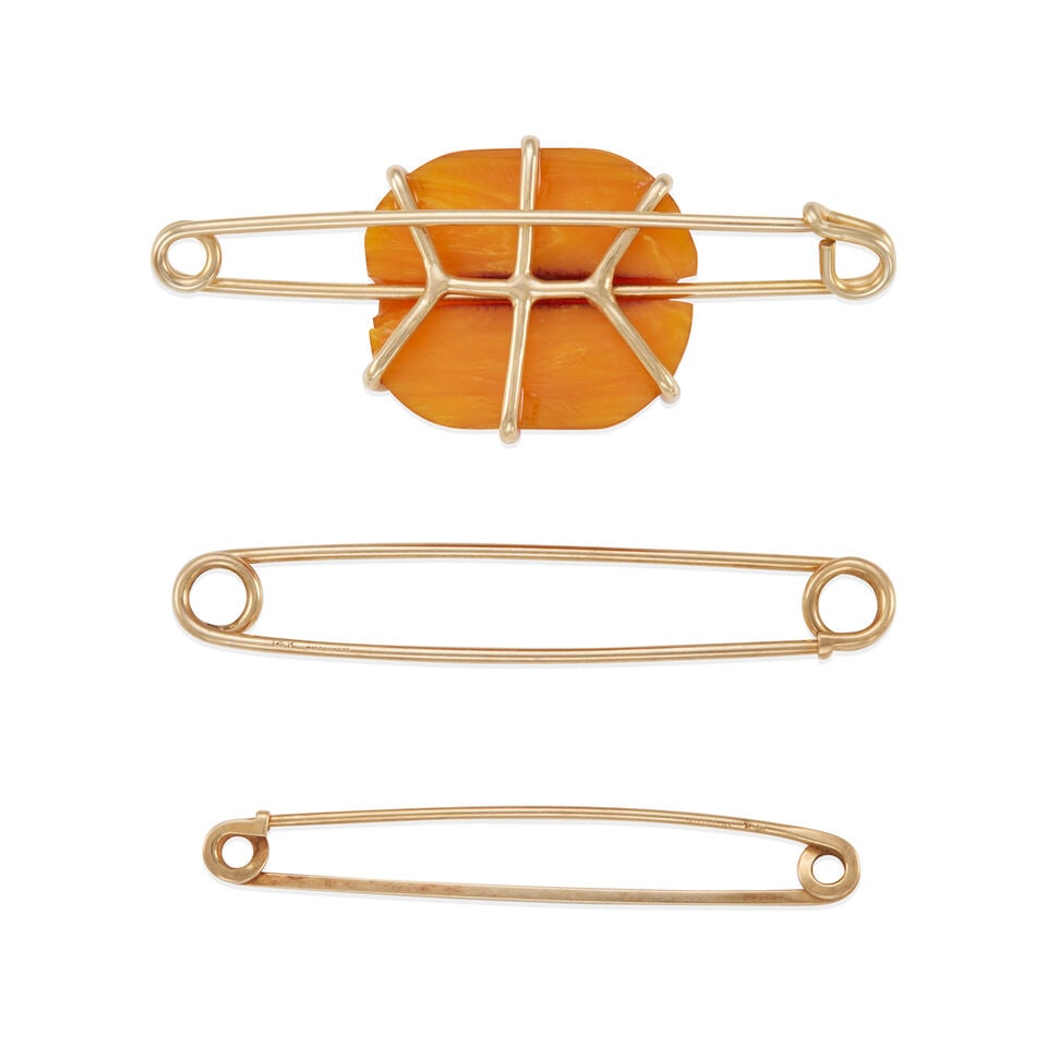 GOLD AND AMBER PIN SET - 2