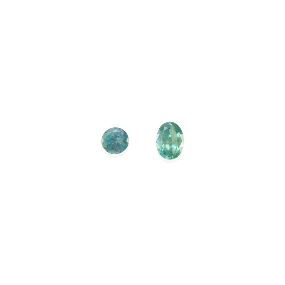 TWO LOOSE ALEXANDRITES WITH GIA REPORTS: TWO LOOSE ALEXANDRITES WITH GIA REPORTS • One oval alexandrite stated to weigh 0.54 carat, 5.63 - 4.06 x 3.00 mm • One round alexandrite stated to weigh 0.35 carat, 3.95-4.05 x 3.05
