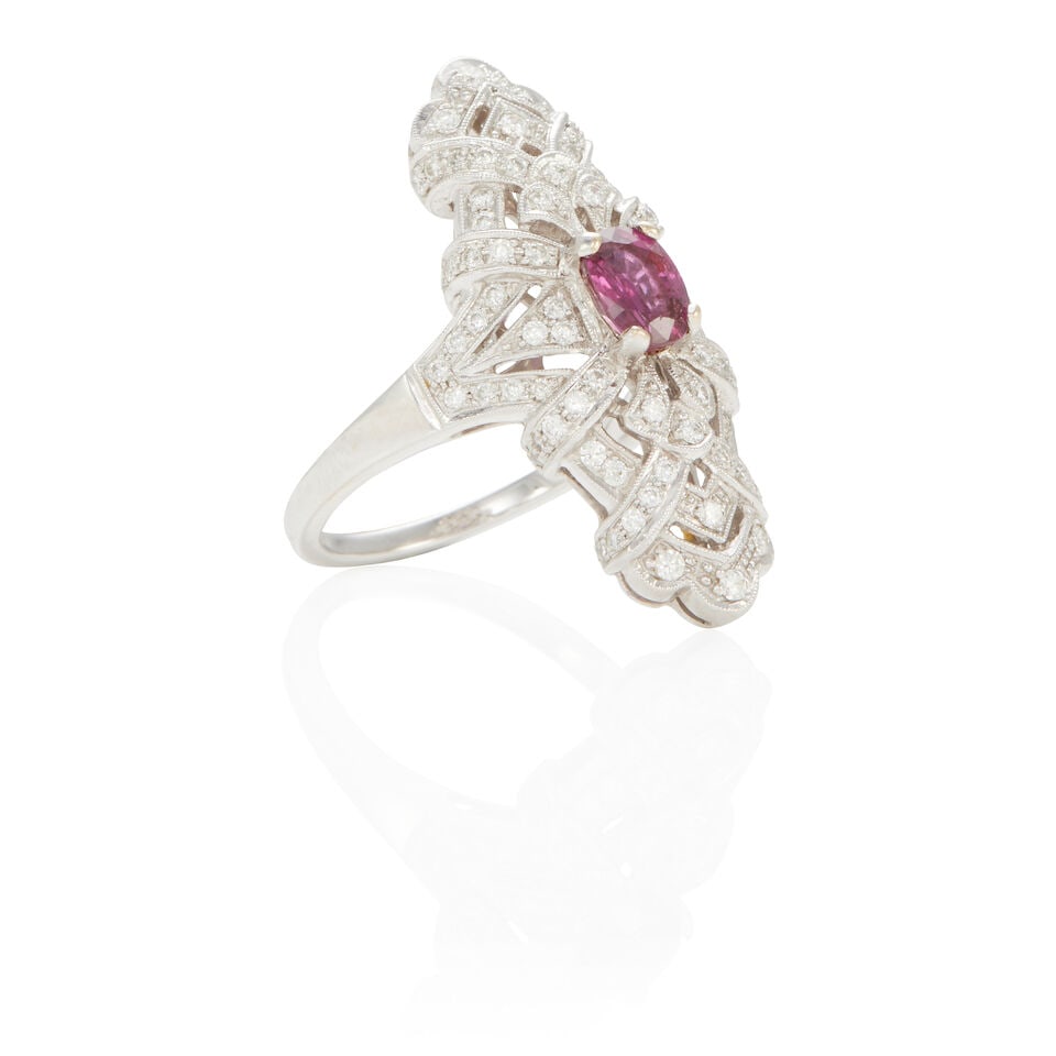 18K GOLD, DIAMOND AND RUBY RING - 2