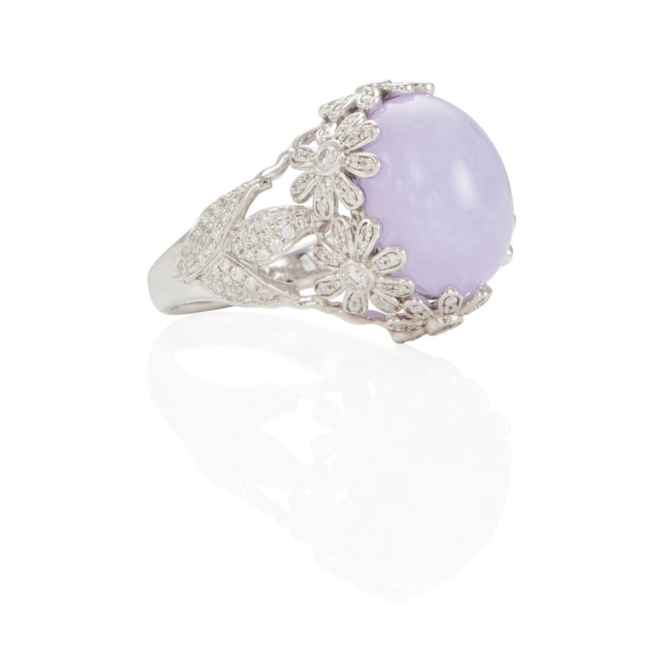 18K GOLD, DIAMOND AND JADEITE JADE RING WITH GIA REPORT - 3