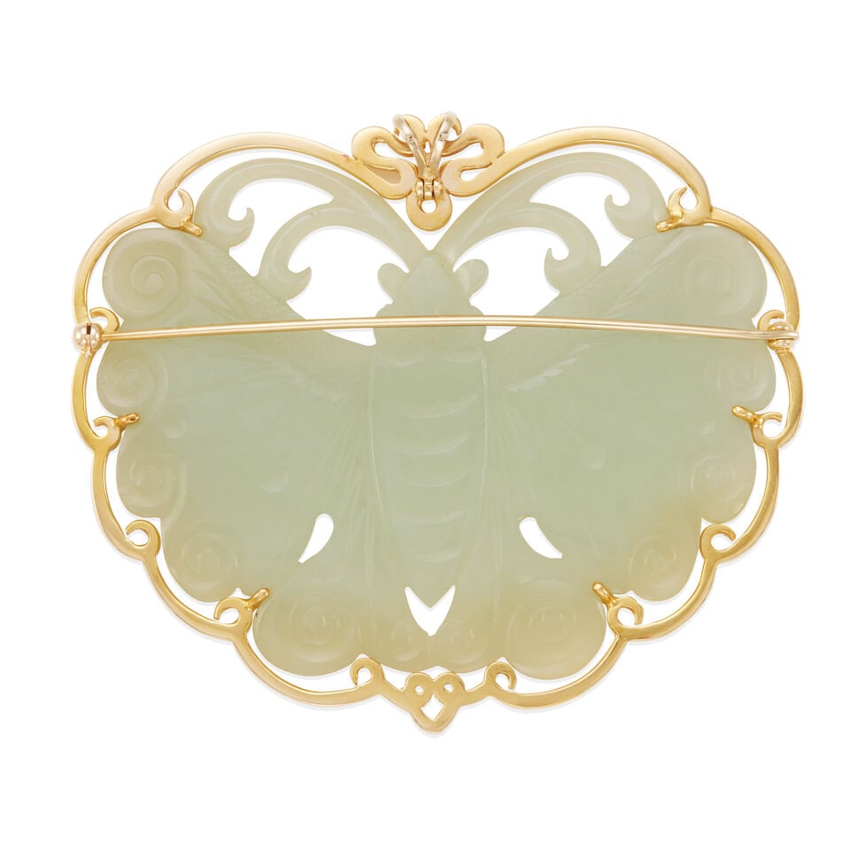 14K GOLD AND NEPHRITE BROOCH/PENDANT - 2