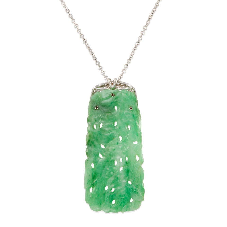 JADE AND DIAMOND PENDANT NECKLACE - 2