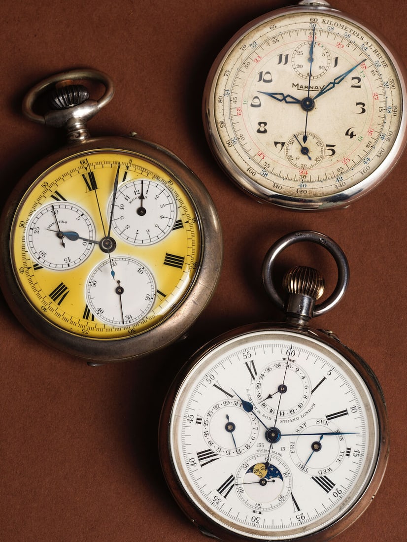 Omega. A silver keyless wind open face chronograph pocket watch Omega. Chronographe de poche ... - 2