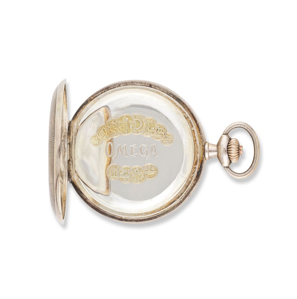 Omega. A silver keyless wind open face chronograph pocket watch Omega. Chronographe de poche ... - 4