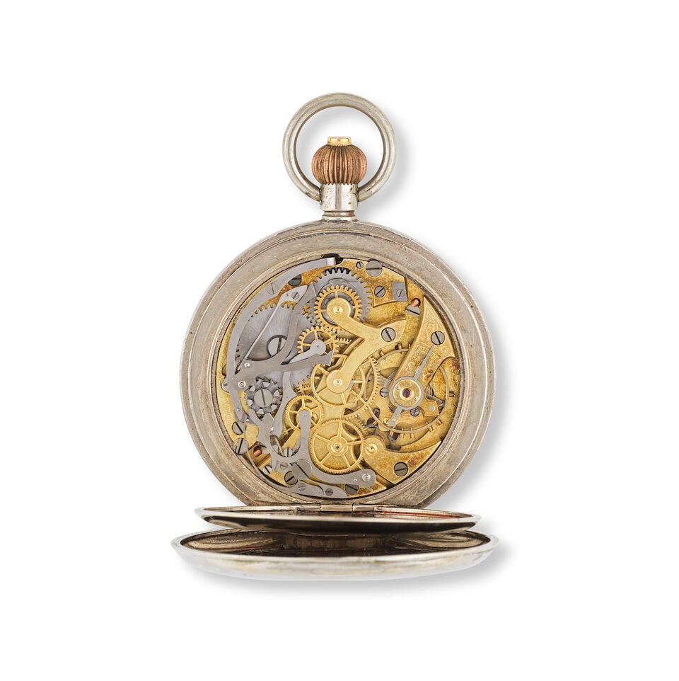 G.H. Guinand. A steel keyless wind open face chronograph pocket watch G.H. Guinand. Chronographe... - 2