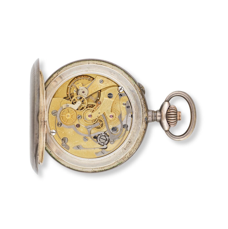Gander. A silver keyless wind open face chronograph pocket watch Gander. Chronographe de poche &... - 2