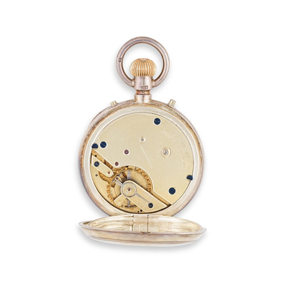 A silver keyless wind open face chronograph pocket watch Chronographe de poche à cadran ouv... - 2