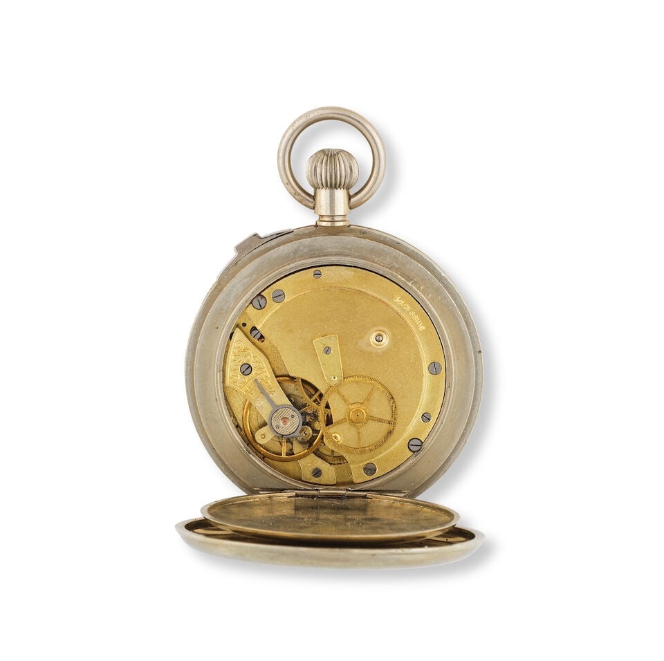 Medana. A nickel keyless wind open face pocket watch with stop switch Medana. Montre de gousset ... - 2