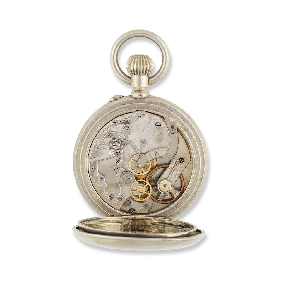Jérome Park. A white metal keyless wind open face chronograph pocket watch Jérome Park... - 2