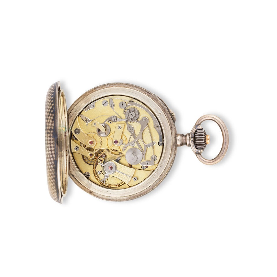 Barth & Fils, Genève. A silver open face keyless wind chronograph pocket watch Barth & Fils... - 2