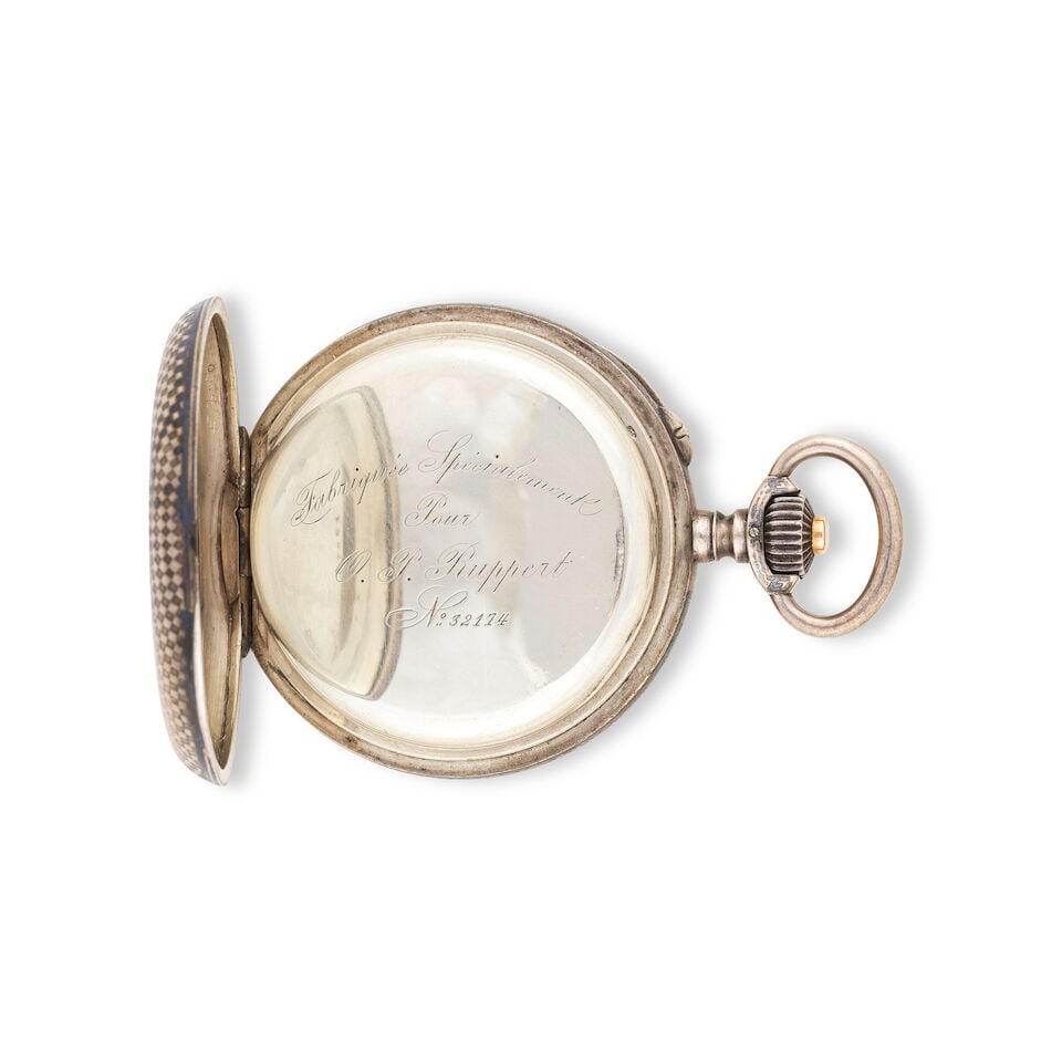 Barth & Fils, Genève. A silver open face keyless wind chronograph pocket watch Barth & Fils... - 3