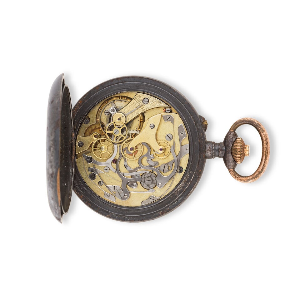 Fresard, Lucerne. A black metal open face chronograph pocket watch Fresard, Lucerne. Chronograph... - 2