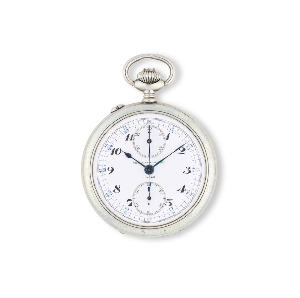 Ch.F. Tissot & Fils, Locle. A metal keyless wind open face chronograph pocket watch Ch.F. Tissot... (1 of 2)