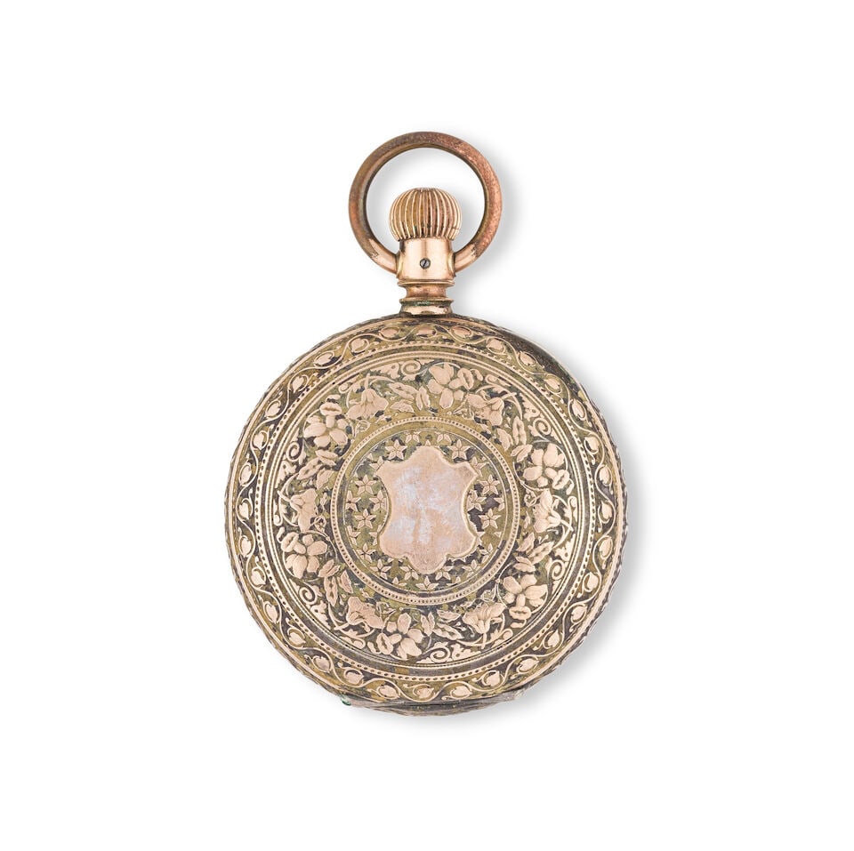 A metal open face keyless wind chronograph pocket watch Chronographe de poche à cadran ouve... - 4