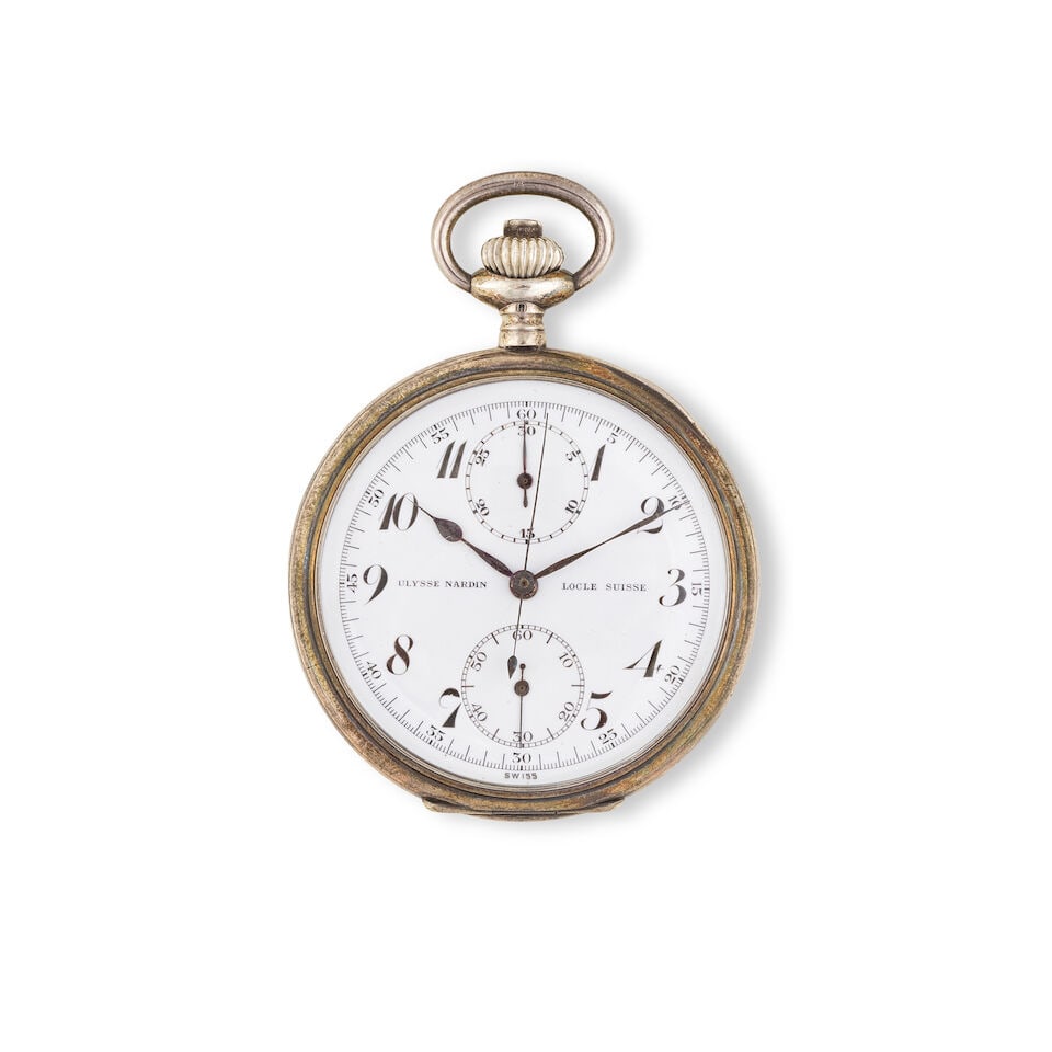 Ulysse Nardin. A silver keyless wind open face chronograph pocket watch Ulysse Nardin. Chronogra... (1 of 2)