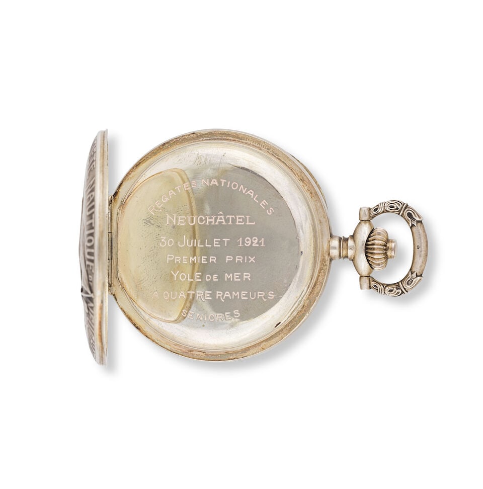 Zenith. A silver open face keyless wind chronograph pocket watch Zenith. Chronographe de poche &... - 3