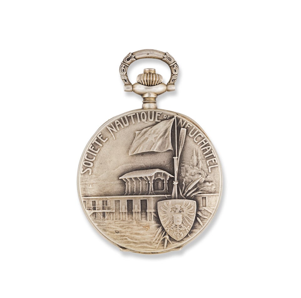 Zenith. A silver open face keyless wind chronograph pocket watch Zenith. Chronographe de poche &... - 4