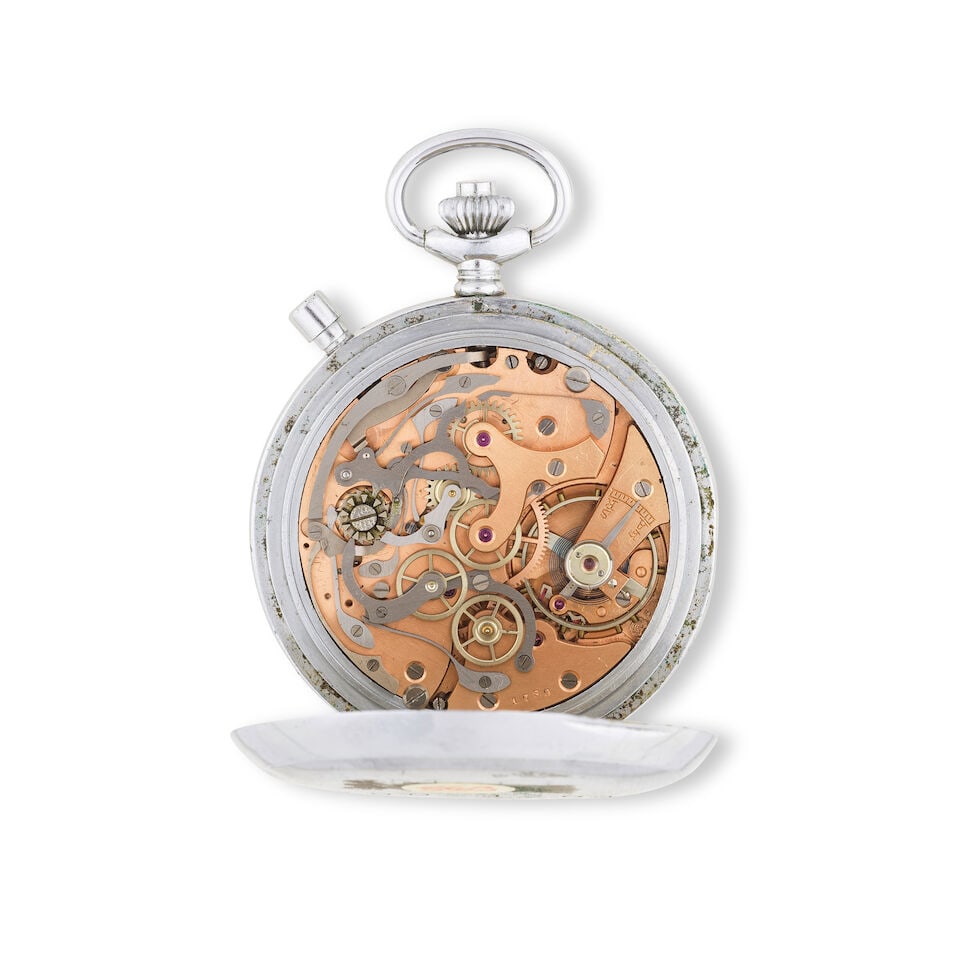 Raymond Dodane. A metal keyless wind open face chronograph pocket watch Raymond Dodane. Chronogr... - 2